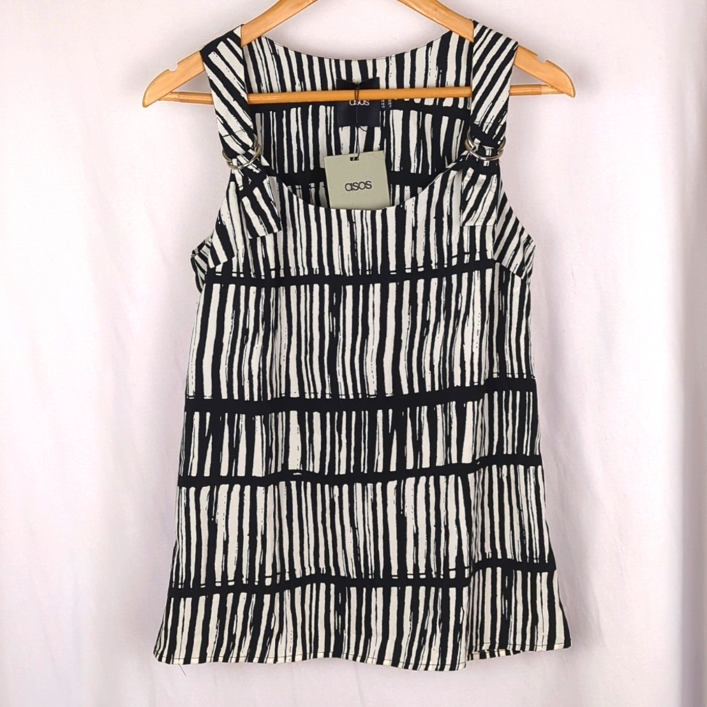 ASOS Women's Sleeveless Black White Tribal Blouse